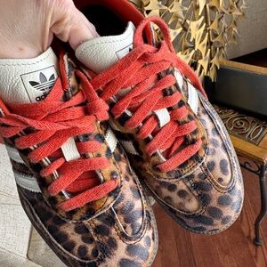 Adidas Samba Leopard Print Sneakers with Red Laces